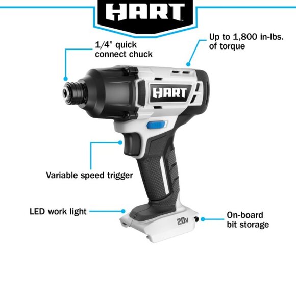 HART 20-Volt Cordless Impact Driver (Battery Not Included), Gen 2 - Picture 2 of 12
